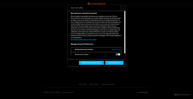 Security scan screenshot of https://sso.crunchyroll.com/login