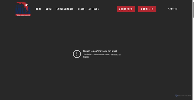 Security scan screenshot of https://millsforflorida.com/
