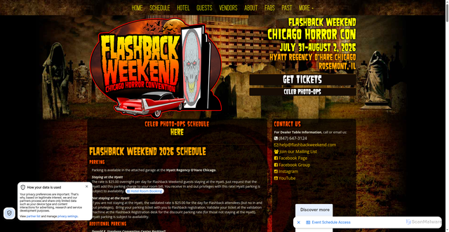 Security scan screenshot of http://www.flashbackweekend.com/schedule.html