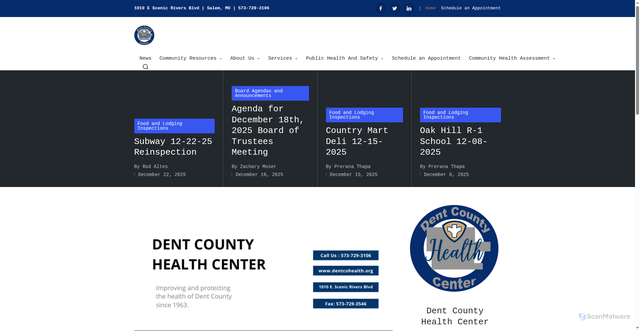 Security scan screenshot of https://dentcountyhealthcenter.org/