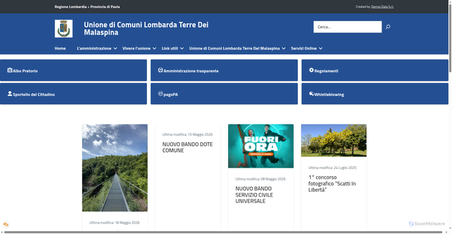 Security scan screenshot of http://www.unioneterremalaspina.it/