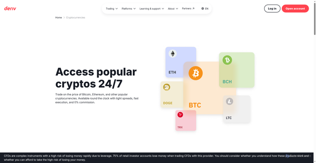 Security scan screenshot of https://deriv.com/markets/cryptocurrencies