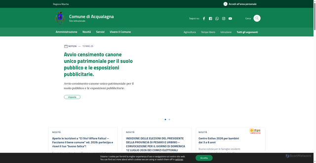 Security scan screenshot of https://www.comune.acqualagna.ps.it