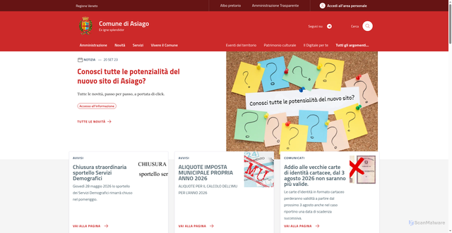 Security scan screenshot of https://www.comune.asiago.vi.it