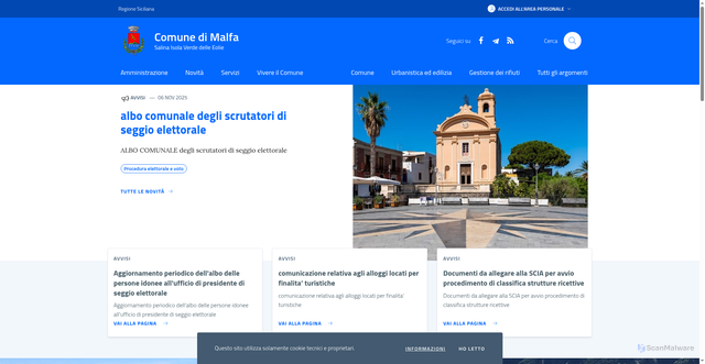 Security scan screenshot of https://www.comune.malfa.me.it/