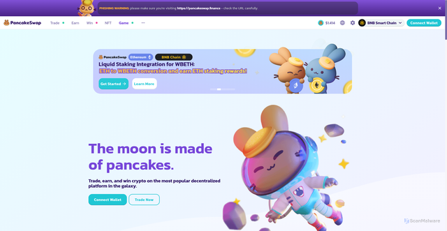 Security scan screenshot of https://jcgrnm.github.io/develhope-pancakeswap-clone/