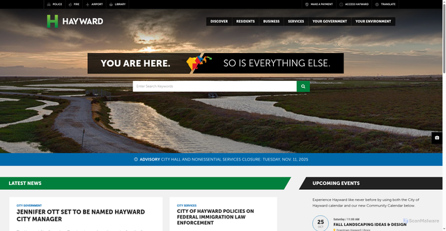 Security scan screenshot of https://hayward-ca.gov/