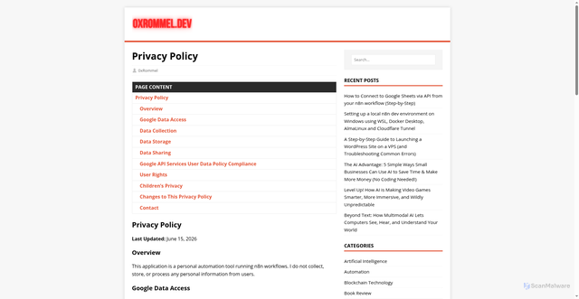 Security scan screenshot of https://0xrommel.pages.dev/privacy