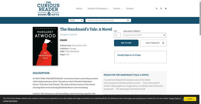 Security scan screenshot of https://thecuriousreaderbooks.com/book/9780385490818