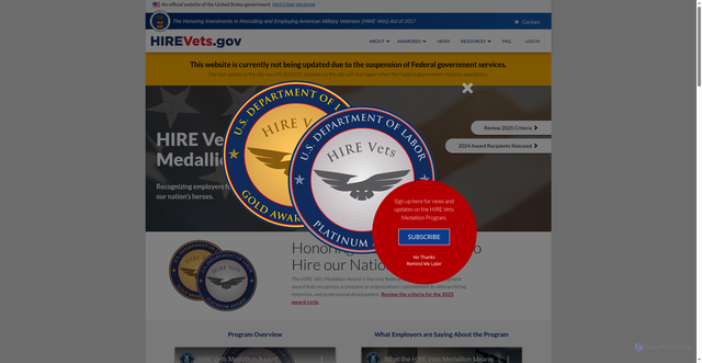 Security scan screenshot of https://www.hirevets.gov/