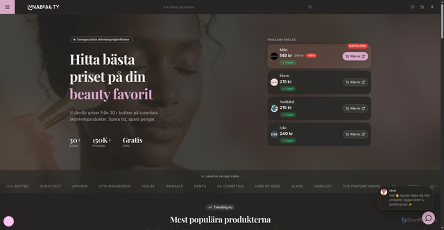 Security scan screenshot of https://lunabeauty.se