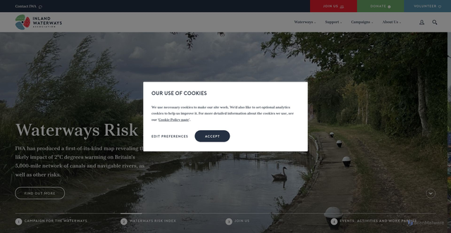 Security scan screenshot of https://waterways.org.uk/