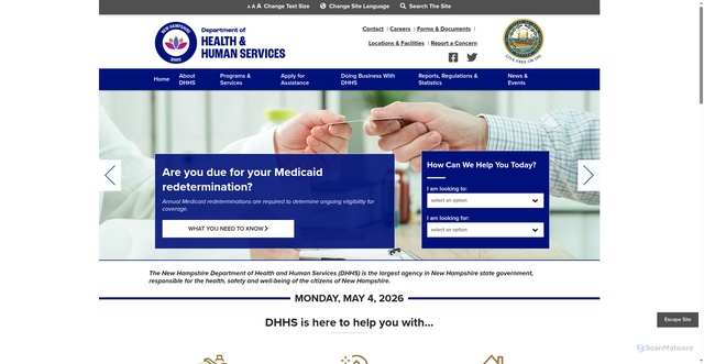 Security scan screenshot of https://www.dhhs.nh.gov