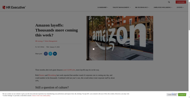 Security scan screenshot of https://hrexecutive.com/amazon-layoffs-thousands-more-coming-this-week/