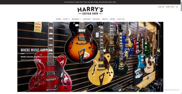 Security scan screenshot of https://harrys-guitar-shop.myshopify.com
