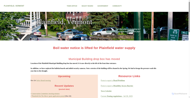 Security scan screenshot of https://www.plainfieldvt.gov/