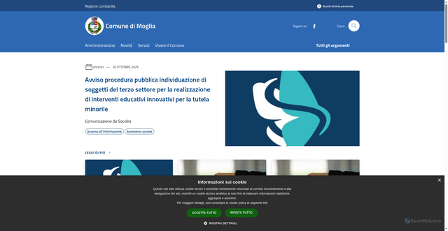 Security scan screenshot of https://www.comune.moglia.mn.it/it