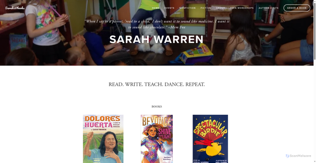 Security scan screenshot of http://sarahwbooks.com/