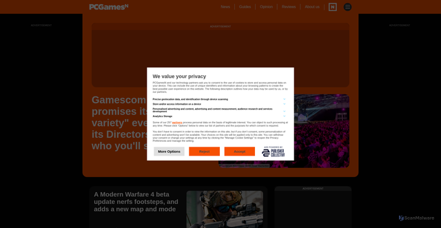 Security scan screenshot of https://www.pcgamesn.com