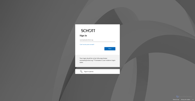 Security scan screenshot of https://schott-schssosso.prd.mykronos.com