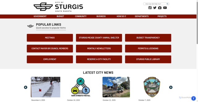 Security scan screenshot of https://www.sturgis-sd.gov/