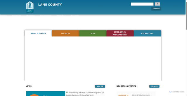 Security scan screenshot of https://www.lanecountyor.gov/