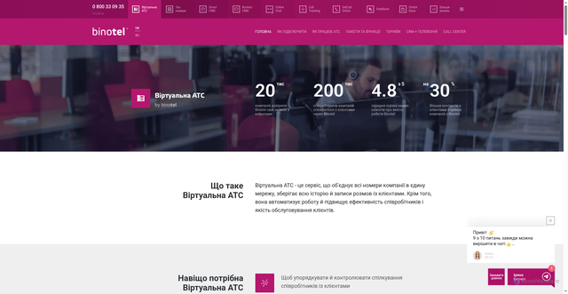 Security scan screenshot of https://binotel.ua