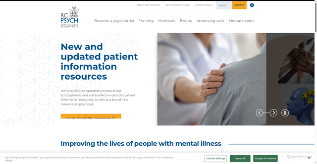 Security scan screenshot of https://www.rcpsych.ac.uk/