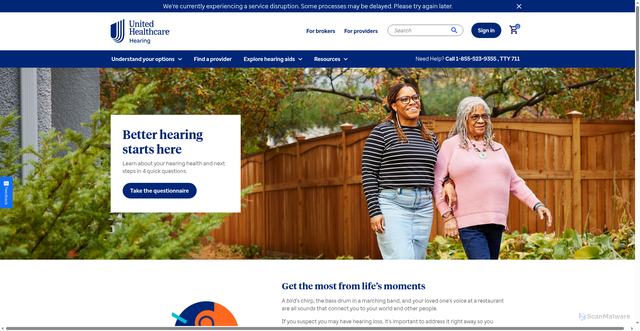 Security scan screenshot of https://www.uhchearing.com/