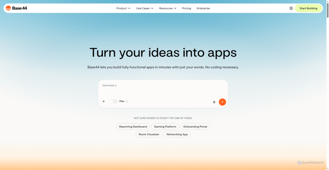 Security scan screenshot of https://base44.com