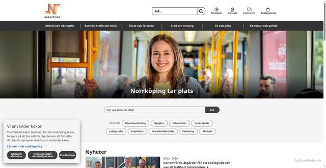 Security scan screenshot of http://www.norrkoping.se