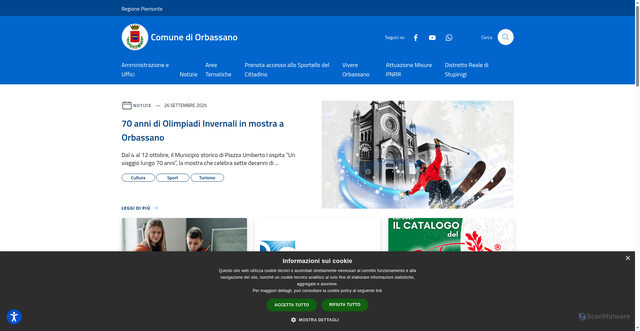 Security scan screenshot of https://comune.orbassano.to.it/it
