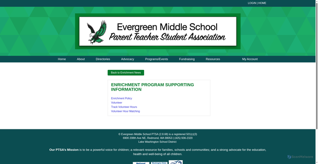 Security scan screenshot of https://www.evergreenptsa.org/afterschoolprograms
