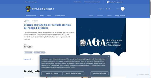 Security scan screenshot of https://www.comune.brescello.re.it/