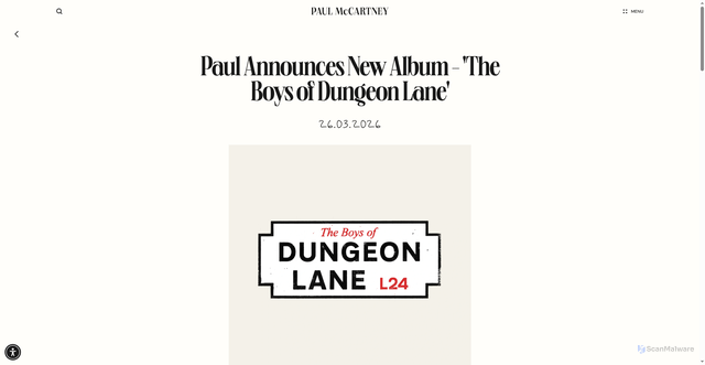 Security scan screenshot of https://www.paulmccartney.com/news/paul-mccartney-announces-new-album
