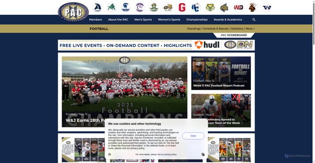 Security scan screenshot of https://pacathletics.org/sports/football