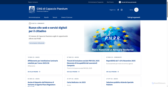 Security scan screenshot of https://comune.capaccio.sa.it/