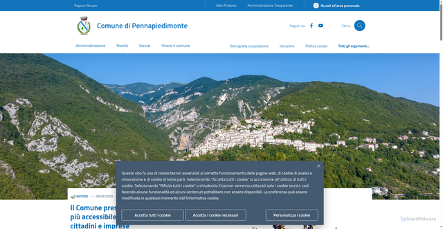 Security scan screenshot of https://www.comune.pennapiedimonte.ch.it/