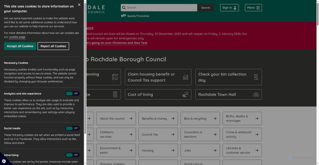 Security scan screenshot of https://www.rochdale.gov.uk:443/