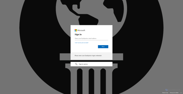 Security scan screenshot of https://earthjustice.sharepoint.com.mcas.ms