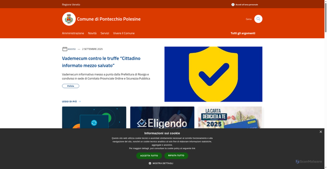 Security scan screenshot of https://www.comune.pontecchio.ro.it/it