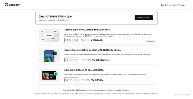 Security scan screenshot of https://townofsumrallms.gov/