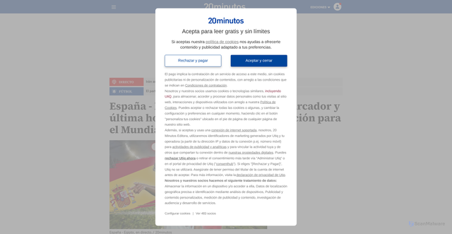 Security scan screenshot of https://www.20minutos.es/deportes/futbol/espana-egipto-directo-goles-marcador-ultima-hora-amistoso-preparacion-para-mundial-2026_6953201_6.html