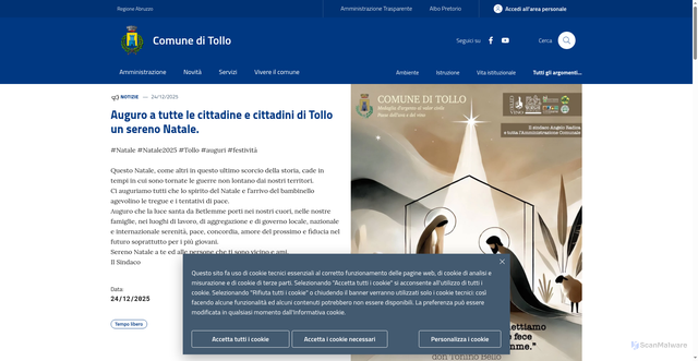 Security scan screenshot of https://www.comune.tollo.ch.it/
