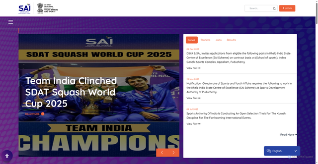 Security scan screenshot of https://sportsauthorityofindia.nic.in/