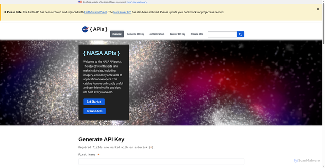Security scan screenshot of api.data.gov