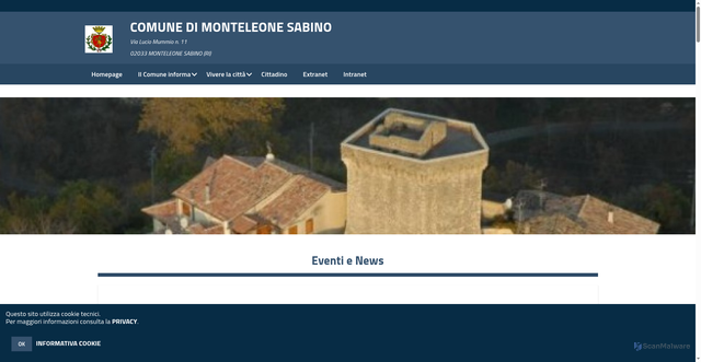 Security scan screenshot of https://www.comune.monteleonesabino.ri.it/hh/index.php