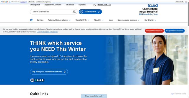 Security scan screenshot of https://www.chesterfieldroyal.nhs.uk/