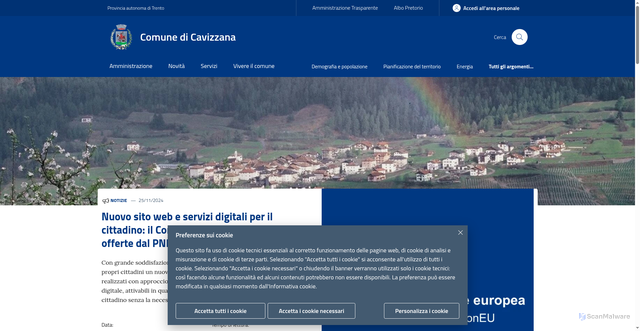 Security scan screenshot of https://www.comune.cavizzana.tn.it/