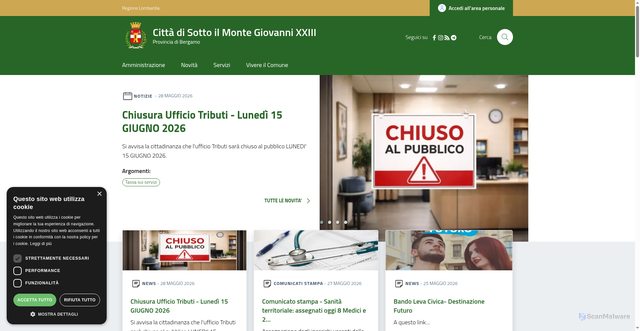 Security scan screenshot of https://www.comune.sottoilmontegiovannixxiii.bg.it/